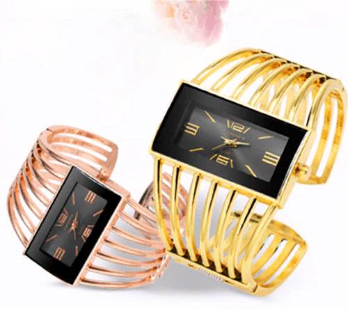 Montre élégante pour femme, de luxe, à la mode, bracelet jonc en or rose, montre habillée pour femme, horloge féminine, montre-bracelet Saati pour femmes et filles