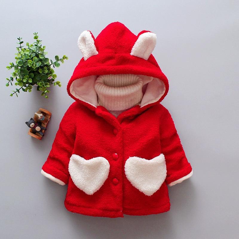 Manteaux d'hiver pour bébés filles, vêtements d'extérieur épais en velours pour nouveau-nés, sweats à capuche pour tout-petits avec motif cœur pour filles et bébés