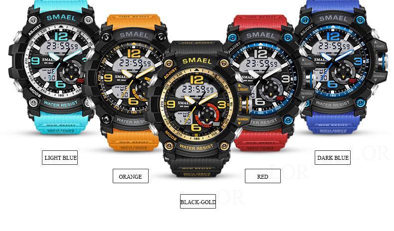 Nouvelle Montre Sport Analogique-Numérique Pour Hommes et Femmes Étanche 50M Professionnelle Quartz Grand Cadran Montre-Bracelet Militaire Avec Mode Nuit