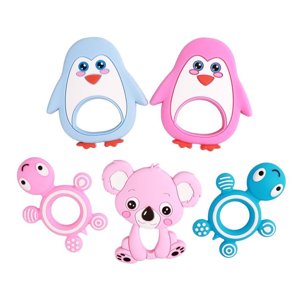 Anneaux de dentition en silicone pour bébé sans BPA, jouet de dentition chien koala chouette éléphant, perles en silicone pour enfants et bébés