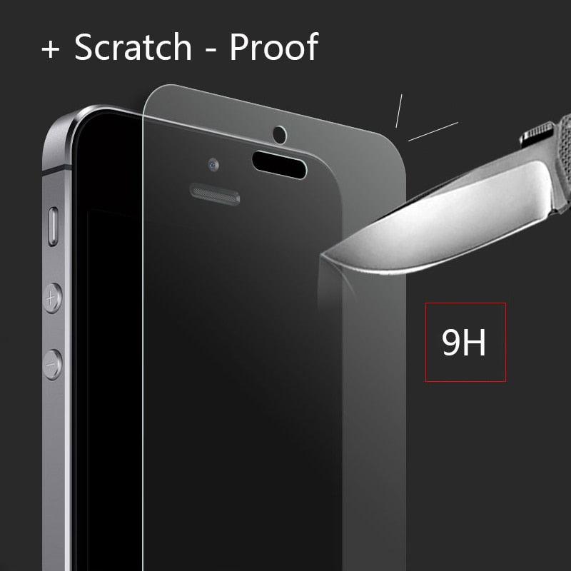 Verre mat dépoli pour iPhone 5 5s 5c SE X XS Max XR, Verre trempé 9H pour iPhone 6 6s 7 8 Plus, Étui de protection en verre, Film en verre trempé compatible avec les étuis, Protecteur d'écran en verre HD clair pour iPhone