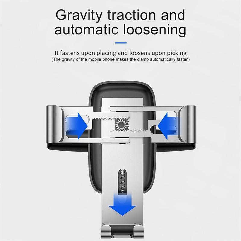 Support de téléphone de voiture avec rotation à 360 degrés pour grille d'aération de voiture / fente CD Support de téléphone portable à gravité en métal