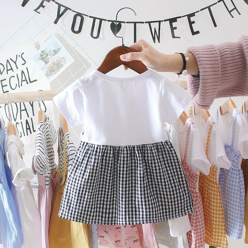 Vêtements de Bébé Fille Rétro Modernes 0-3 Ans Robe Décontractée pour Tout-Petis Motif Carreaux Fausse Robe de Soirée d'Anniversaire pour Filles de 6 à 24 Mois