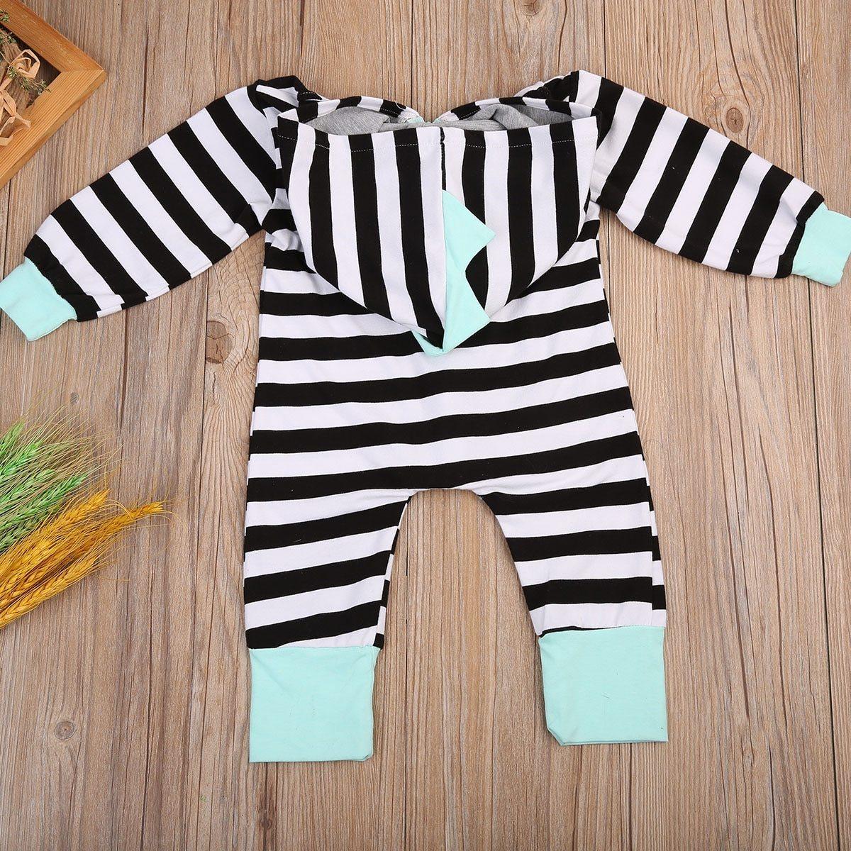 Vêtements Bébé Combinaison à Capuche Rayée Zippée pour Nouveau-Né Fille et Garçon Tenue pour Enfants
