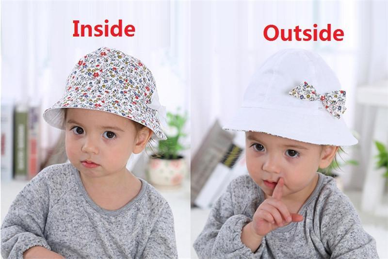 Chapeau de soleil moderne pour bébé fille, en coton, casquette pour enfant avec nœud papillon et imprimé floral, bob réversible