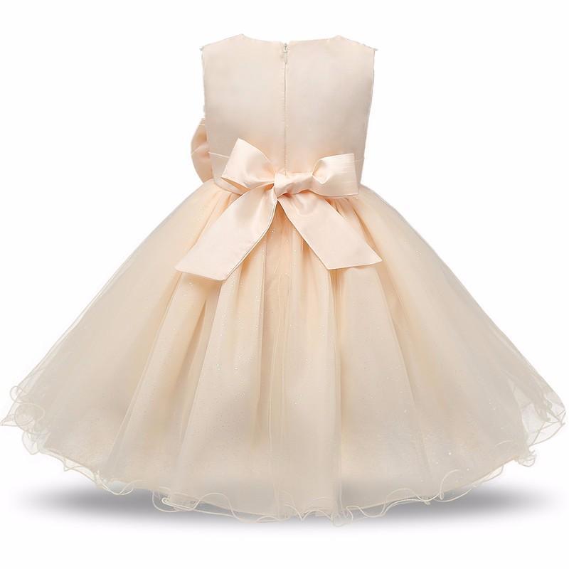Robe de luxe faite à la main, nouvelle, élégante, blanche, pour le premier anniversaire de fille, tenue de fête, avec fleurs roses en 3D, pour tout-petite, avec grand nœud