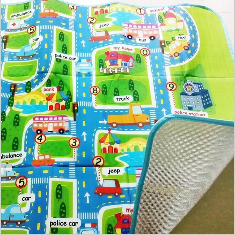 Tapis de jeu pour bébé, en mousse, avec motif de ville et routes, idéal pour les chambres d'enfants et de garçons.