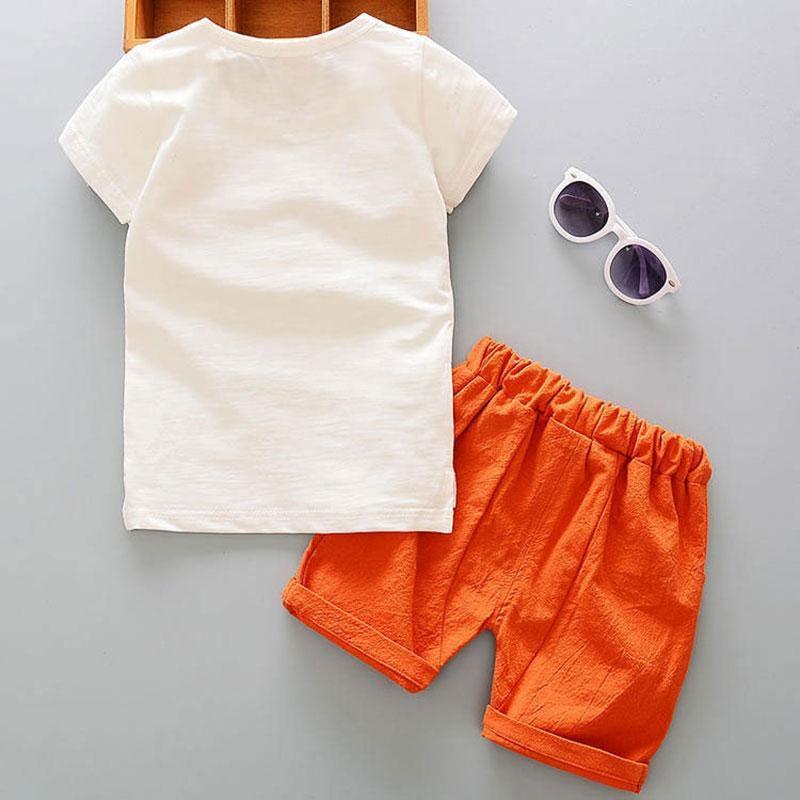 Ensemble T-shirt et short à la mode en coton avec motif de dessin animé pour nouveau-né garçon, vêtements d'extérieur d'été