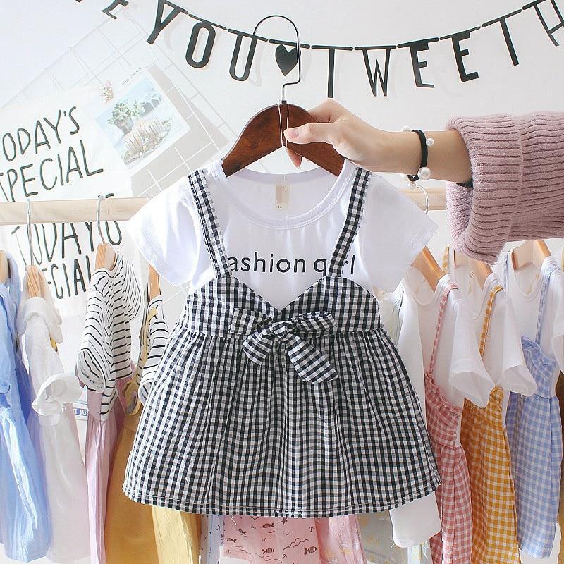 Vêtements de Bébé Fille Rétro Modernes 0-3 Ans Robe Décontractée pour Tout-Petis Motif Carreaux Fausse Robe de Soirée d'Anniversaire pour Filles de 6 à 24 Mois