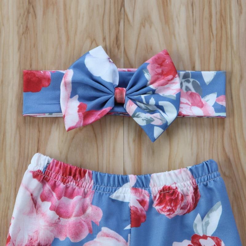Pantalon d'été de luxe moderne pour bébés filles à motif floral avec bandeau Nouveau-né Enfants Filles Bas floraux Pantalons longs Pantalons à motif floral pour filles avec nœud