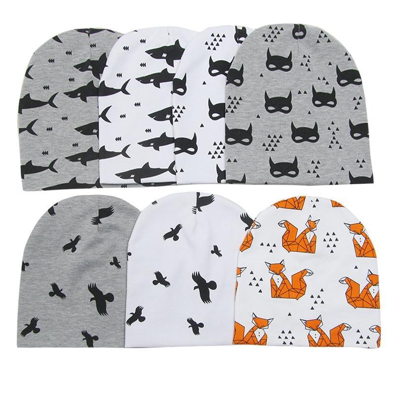 Nouveau Bonnet Bébé Coton Imprimé Dessin Animé Chapeau Nouveau-né Élastique pour Tout-petits Enfants Filles et Garçons