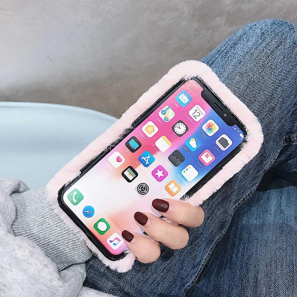 Étui cadeau Fashion Lady pour iPhone 14 13 12 XS Max XR X 11 Pro Max SE Coque chaude en fourrure duveteuse pour iPhone 6 7 8 Plus Coque de téléphone Housse arrière de protection en fourrure duveteuse