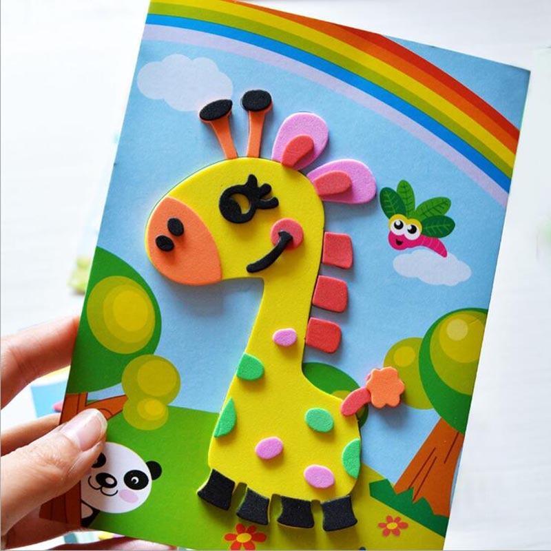 10 designs/lot Autocollants Mousse EVA 3D Dessin Animé Puzzle Série Enfants Motifs Multiples Styles Jouets pour Cadeau d'Anniversaire Enfant