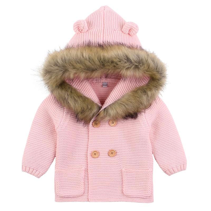 Gilet Moderne Tricoté Chaud d'Hiver à Manches Longues et Capuche pour Nouveau-né, Combinaison Veste et Manteau
