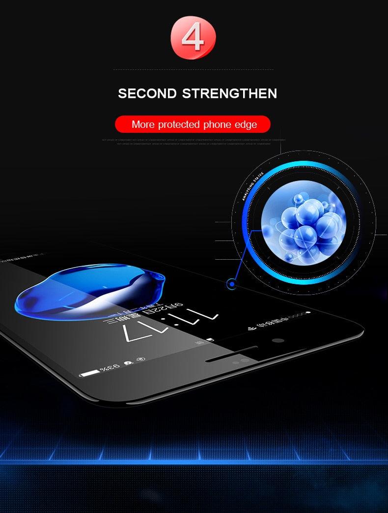 Verre Trempé Incurvé 5D 9H pour iPhone X XR XS 11 12 13 14 Pro Max 6 6S 7 8 Plus SE Mini Film de Protection d'écran Complet Dureté 9H Sans Bulles Installation Facile Film Protecteur d'écran