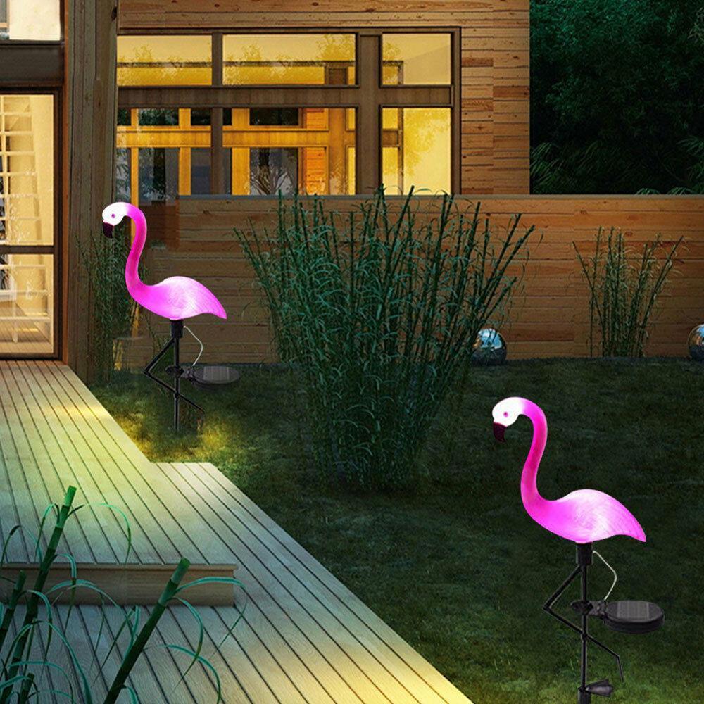 ENSEMBLE DE 3 LAMPES SOLAIRES LED MODERNES Flamant Rose Pour Jardin Et Cour Avec Station De Base – Éclairage Décoratif Pour Allée, Chemin Et Paysage
