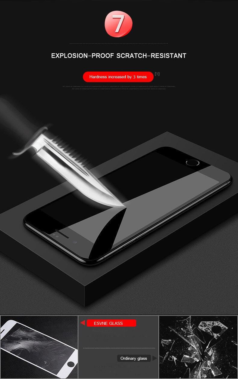 Verre Trempé Incurvé 5D 9H pour iPhone X XR XS 11 12 13 14 Pro Max 6 6S 7 8 Plus SE Mini Film de Protection d'écran Complet Dureté 9H Sans Bulles Installation Facile Film Protecteur d'écran