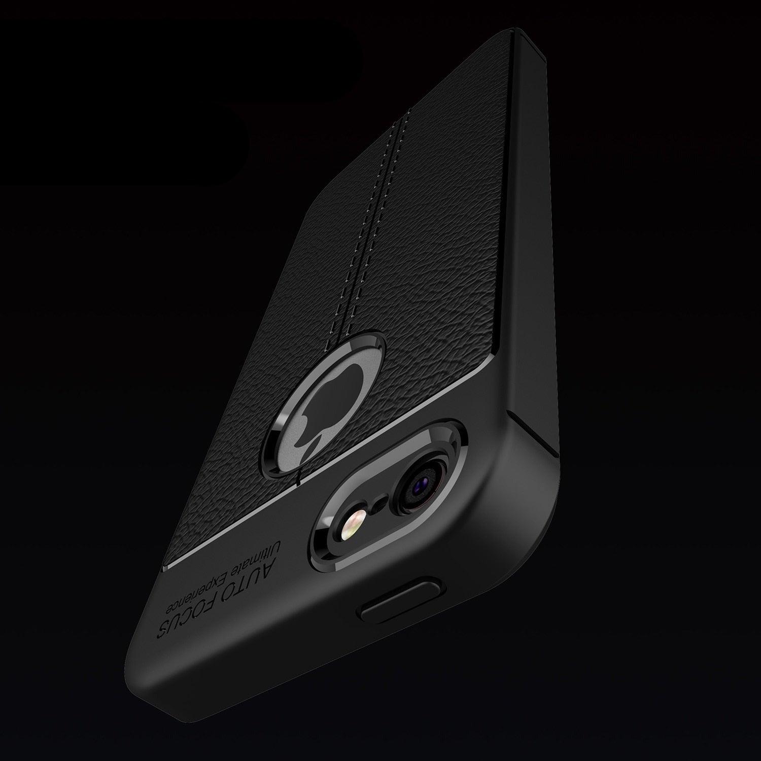 Coque arrière souple en silicone et cuir pour iPhone 6, étui antichoc pour iPhone, coque souple en cuir de luxe pour iPhone 5s, étui de luxe noir pour homme d'affaires pour iPhone