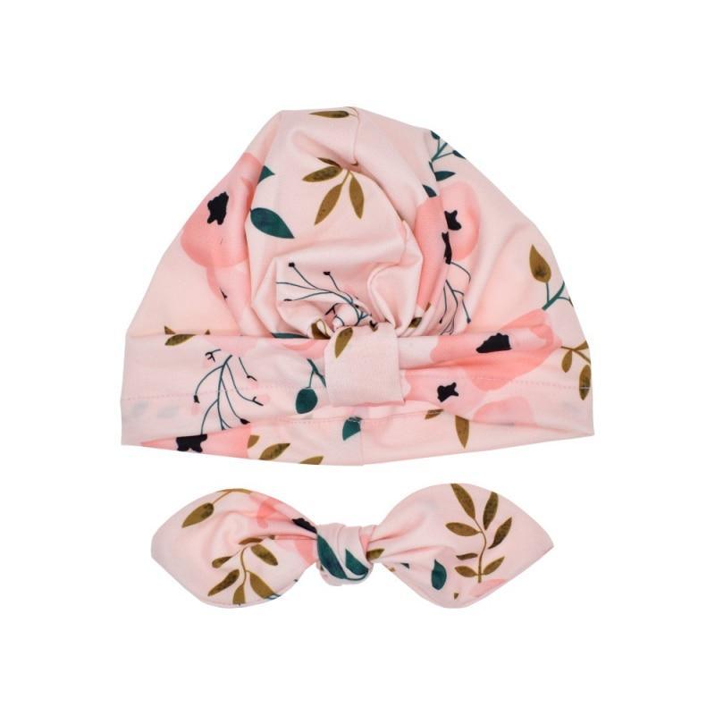 Joli bonnet turban en coton doux à imprimé nœud avec oreilles de lapin, style indien, pour bébés filles