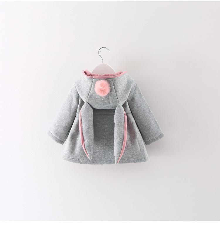 Manteau pour bébé fille, veste de printemps-automne, à capuche avec longues oreilles de lapin, en coton, vêtements d'extérieur pour enfants