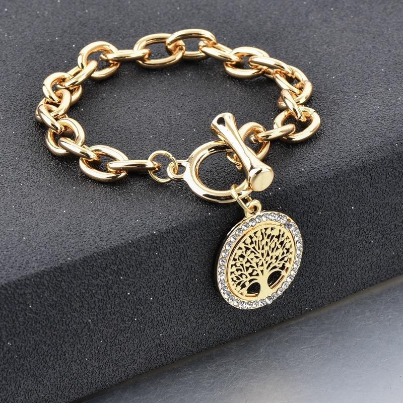 Bracelet chaîne médaillon moderne élégant nouvelle mode Bracelet de luxe incroyable classique Bracelets en or pour femmes Arbre de vie vintage