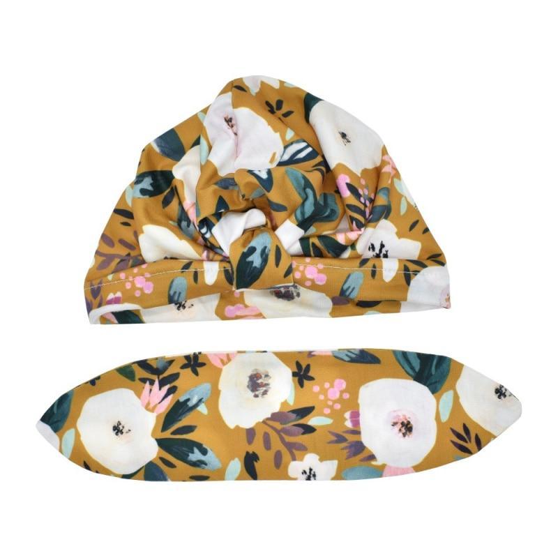 Bonnet Turban Mignon pour Bébés, Nourrissons et Tout-petits – Casquette Élégante en Coton Imprimé Fleurs au Design Moderne et Raffiné