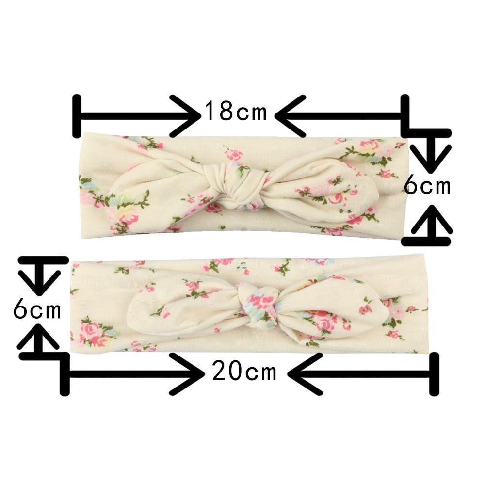 Bandeaux assortis mère-bébé turban faits main modernes Maman Fille Oreilles de lapin Imprimé floral Nœud