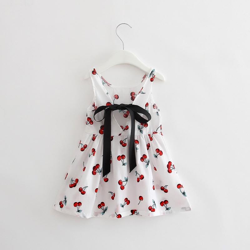 Robe d'été moderne de luxe pour fille, robe cerises pour enfants, robe à dos en V, robe débardeur en coton pour bébé, robe licou pour filles