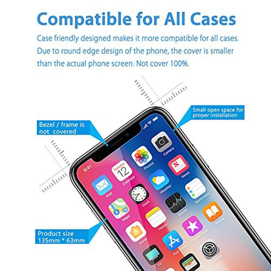 Verre de protection 9H pour iPhone 11 12 Pro Max Verre sur iPhone 7 8 X XR XS 12 13 Mini SE 14 Film de protection d'écran Protection avant Film en verre trempé de qualité supérieure Protection complète Film en verre trempé à haute clarté