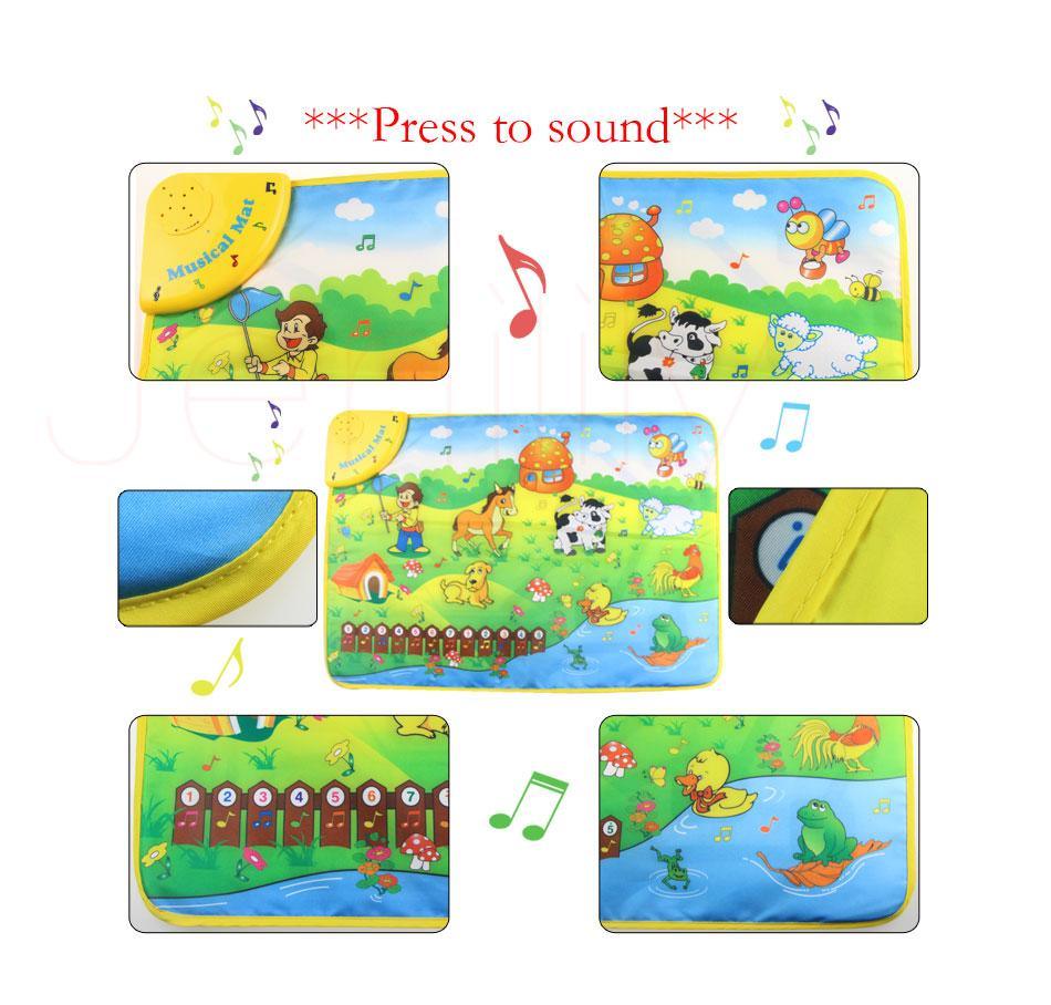 Tapis de Jeu Musical de Ferme pour Bébé avec Sons d'Animaux et Piano, Tapis de Sol d'Éveil pour Bébé, Jouet pour Bébé