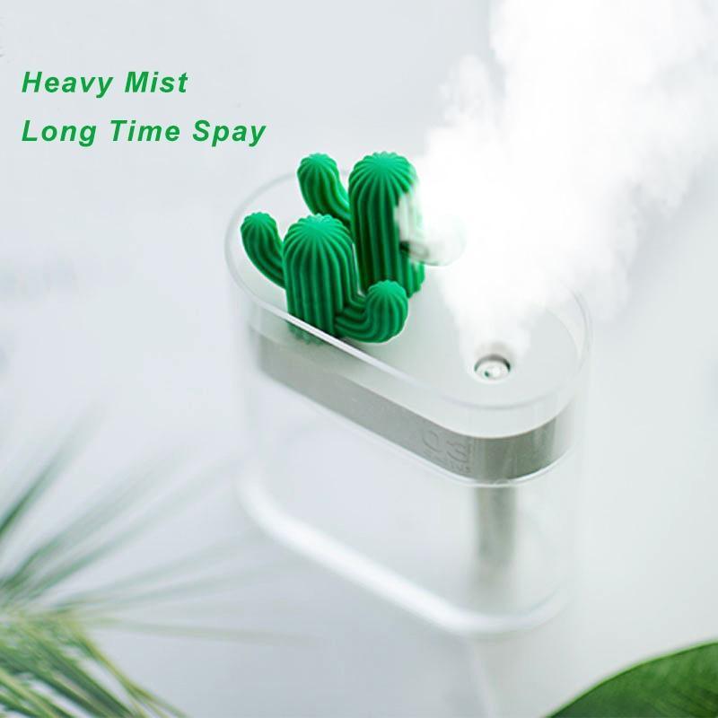 Humidificateur d'air ultrasonique 160ML, Cactus transparent, lumière colorée, diffuseur d'huile essentielle USB, purificateur de voiture, fabricant de brume aromatique