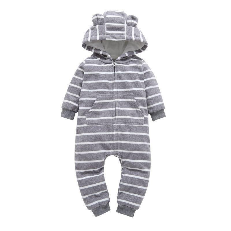 Grenouillère polaire moderne de haute qualité pour nouveau-né, barboteuse de garçon, grenouillère à capuche avec oreilles d'ours pour enfants