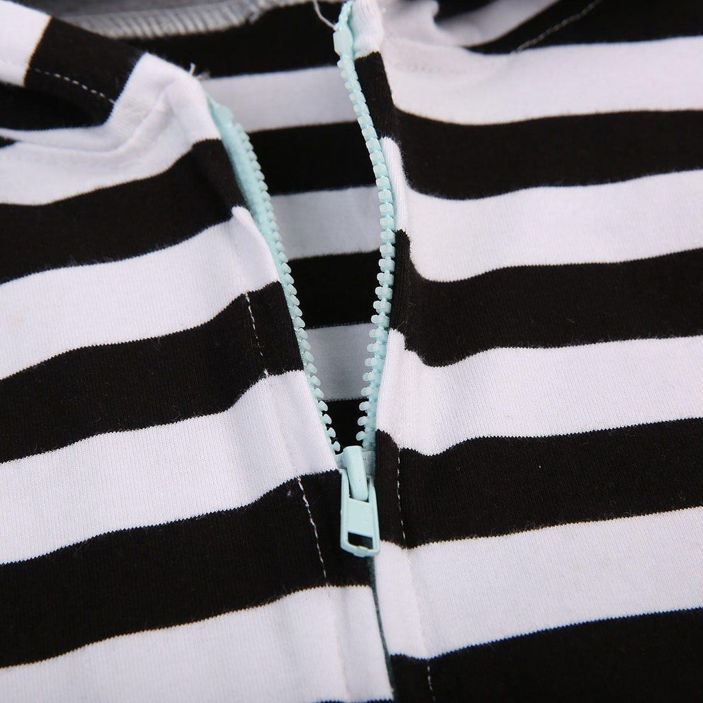 Vêtements Bébé Combinaison à Capuche Rayée Zippée pour Nouveau-Né Fille et Garçon Tenue pour Enfants
