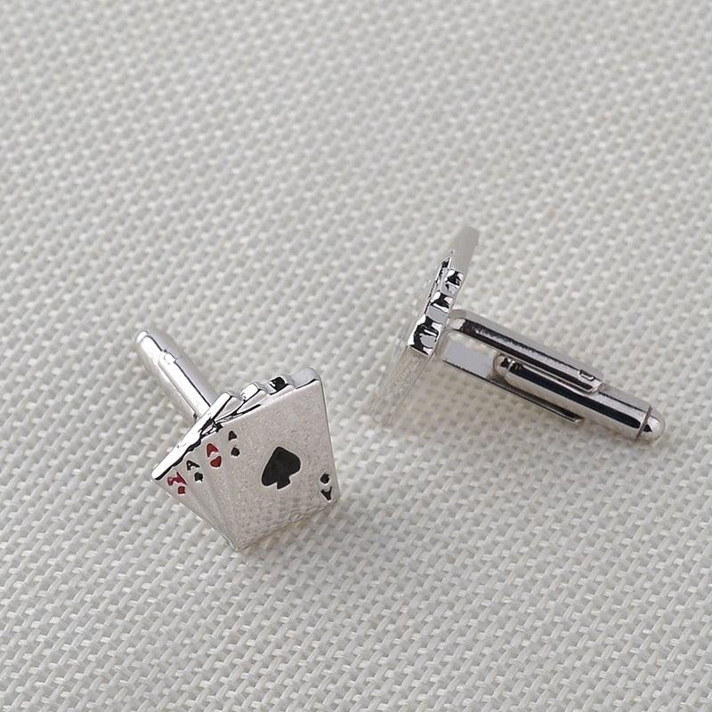 Pince à Cravate Cartes à Jouer Rétro Vintage Élégante Pince à Cravate Homme Clips Uniques Boutons de Manchette de Mariage pour Anniversaire Réunion d'Affaires et Vie Quotidienne