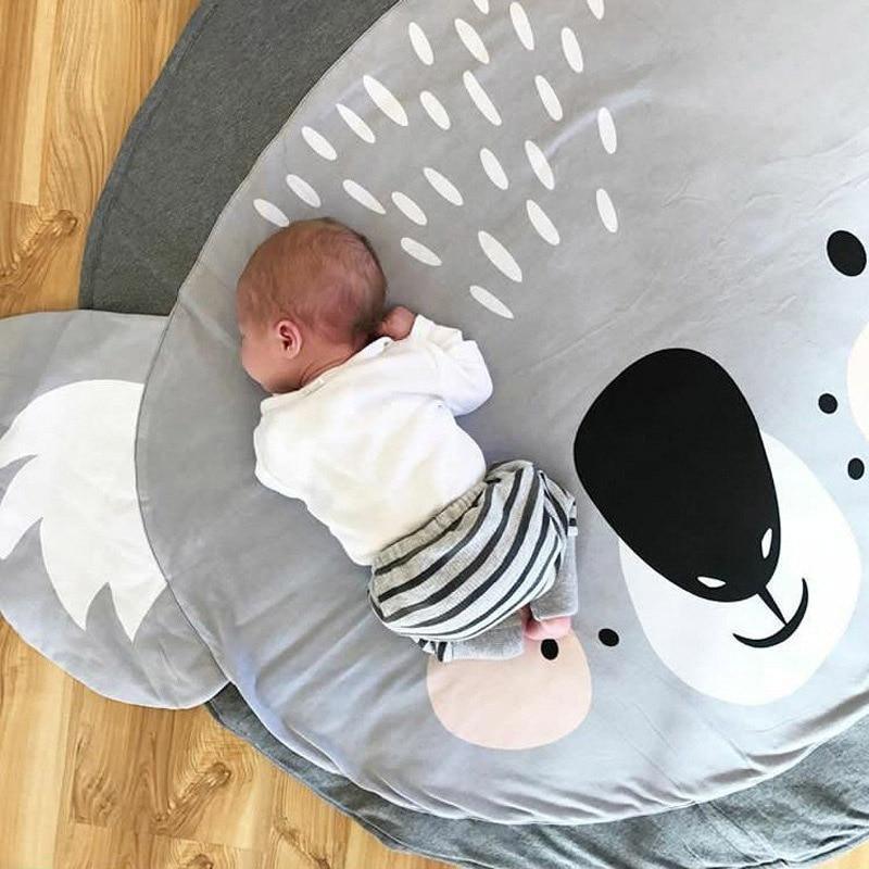 Tapis de jeu en forme d'animal de dessin animé pour bébés, tapis pour nouveau-nés, rampant en coton, tapis de sol rond pour chambre d'enfant, décoration de crèche