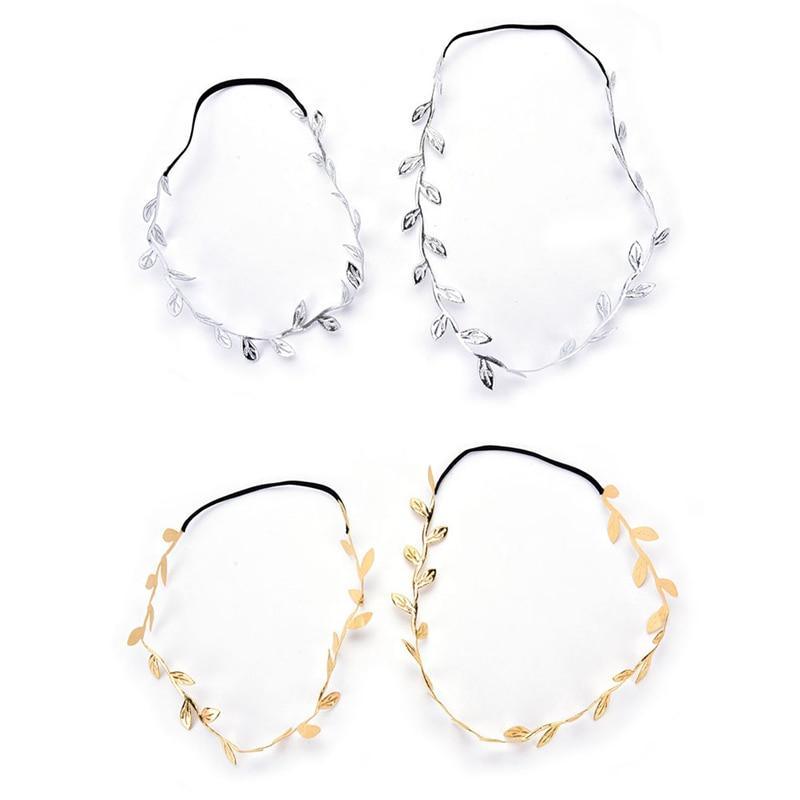 Bandeaux de luxe modernes en feuilles dorées et argentées, accessoires capillaires d'été, bijoux tendance pour mère et fille