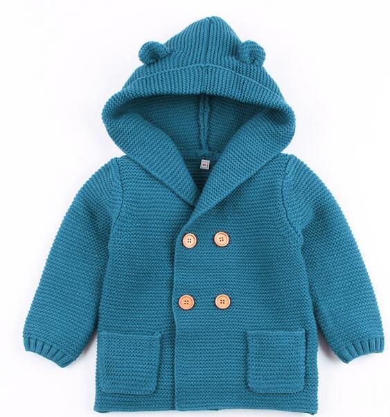 Gilet Moderne Tricoté Chaud d'Hiver à Manches Longues et Capuche pour Nouveau-né, Combinaison Veste et Manteau