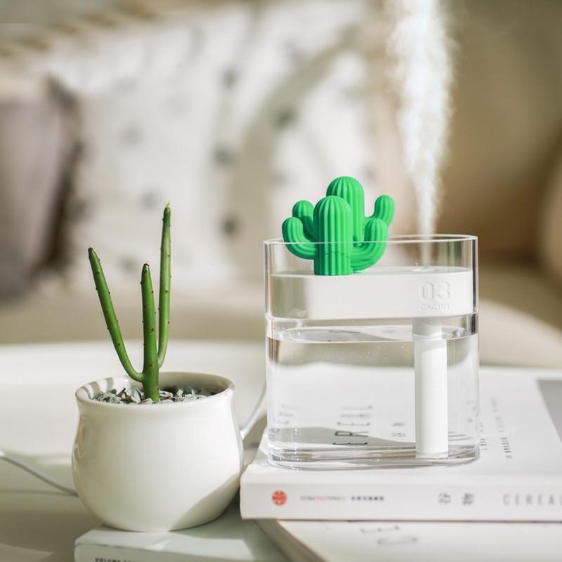 Humidificateur d'air ultrasonique 160ML, Cactus transparent, lumière colorée, diffuseur d'huile essentielle USB, purificateur de voiture, fabricant de brume aromatique