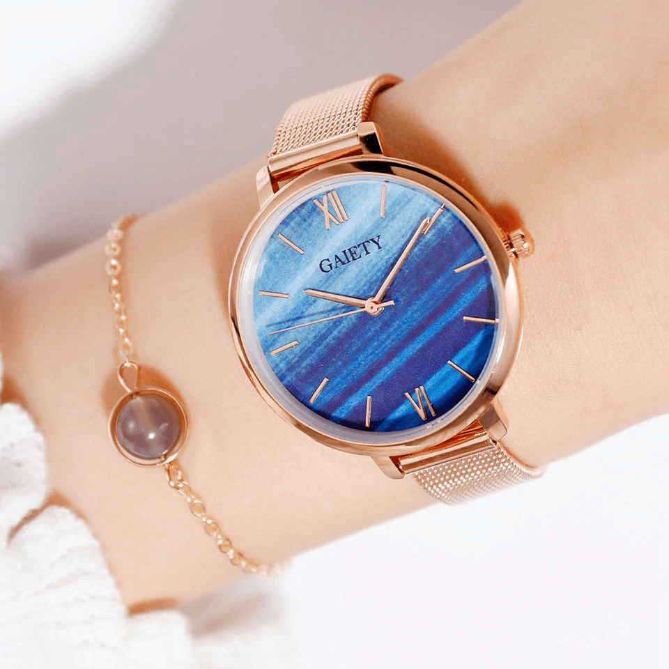 Ensemble de luxe Montre Femme Or Rose Perceuse à Eau Bracelet Montre Bijoux Dames Femme Heure Décontractée Montres à Quartz Pour Femmes et Filles