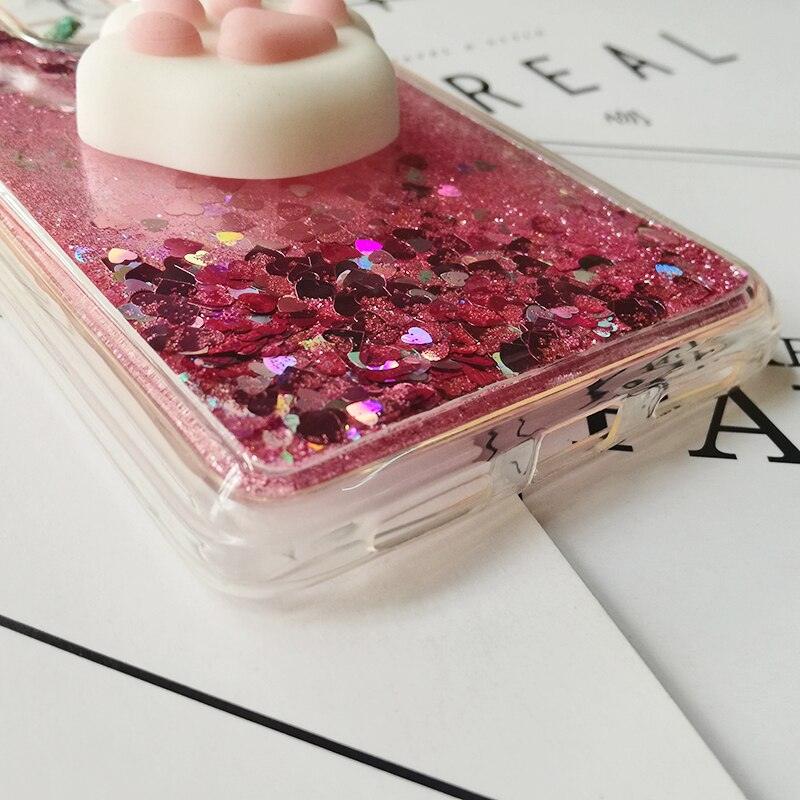 Jolie coque 3D Squishy Cat pour Xiaomi Redmi 5 plus 4X 8A 9A 9C 10T, étui de téléphone de luxe à paillettes pour Redmi Note 5 9 Pro 5A Prime, étui de protection arrière souple en silicone brillant 3D avec paillettes liquides scintillantes et fluides
