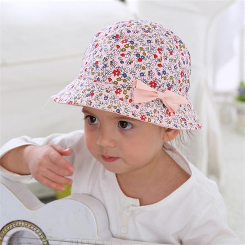 Chapeau de soleil moderne pour bébé fille, en coton, casquette pour enfant avec nœud papillon et imprimé floral, bob réversible
