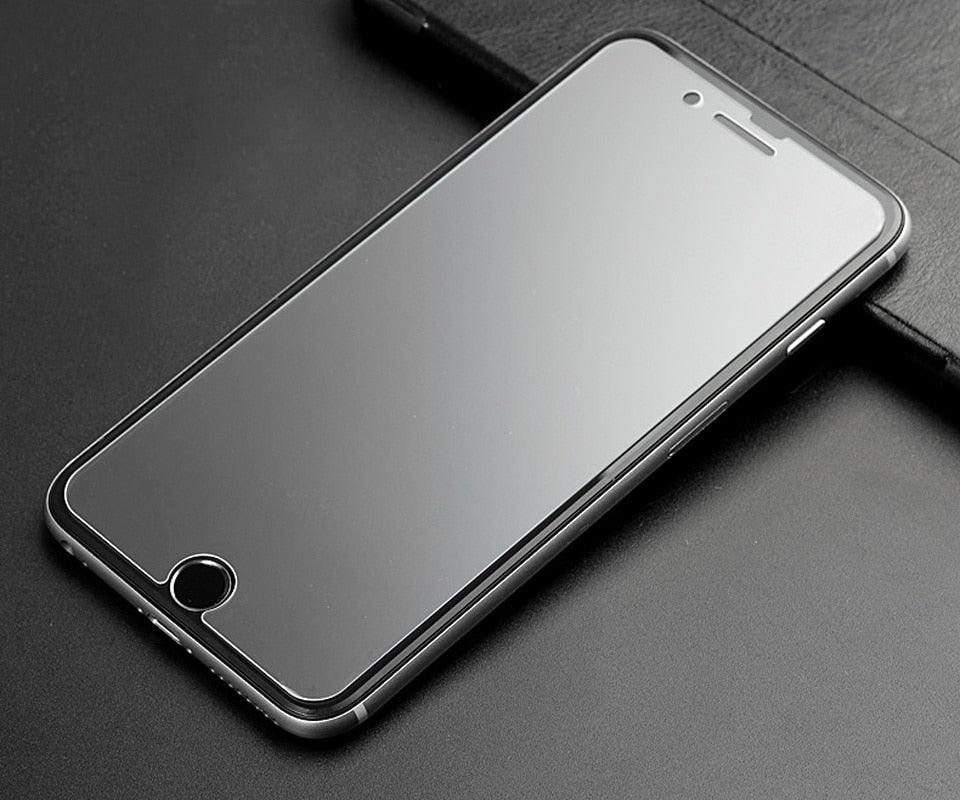 Verre mat dépoli pour iPhone 5 5s 5c SE X XS Max XR, Verre trempé 9H pour iPhone 6 6s 7 8 Plus, Étui de protection en verre, Film en verre trempé compatible avec les étuis, Protecteur d'écran en verre HD clair pour iPhone