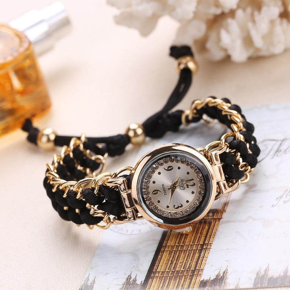 Montres Bracelets Faits à la Main pour Femmes Perles Corde Tricotées Montres-Bracelets Réglables Cadeau Pour Femmes, Dames et Filles