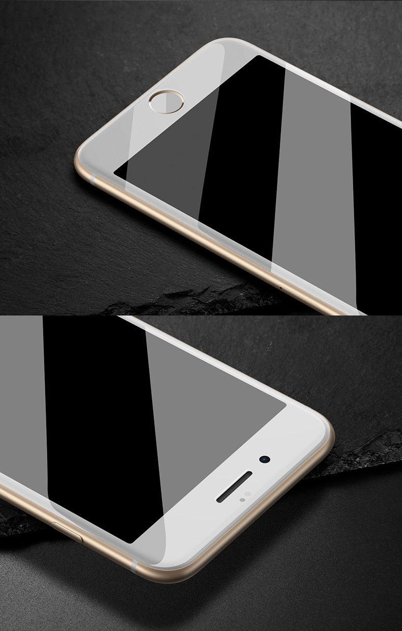 Verre Trempé Incurvé 5D 9H pour iPhone X XR XS 11 12 13 14 Pro Max 6 6S 7 8 Plus SE Mini Film de Protection d'écran Complet Dureté 9H Sans Bulles Installation Facile Film Protecteur d'écran