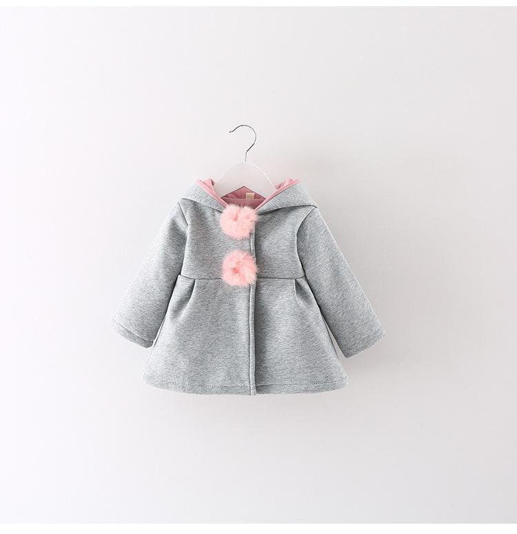 Manteau pour bébé fille, veste de printemps-automne, à capuche avec longues oreilles de lapin, en coton, vêtements d'extérieur pour enfants