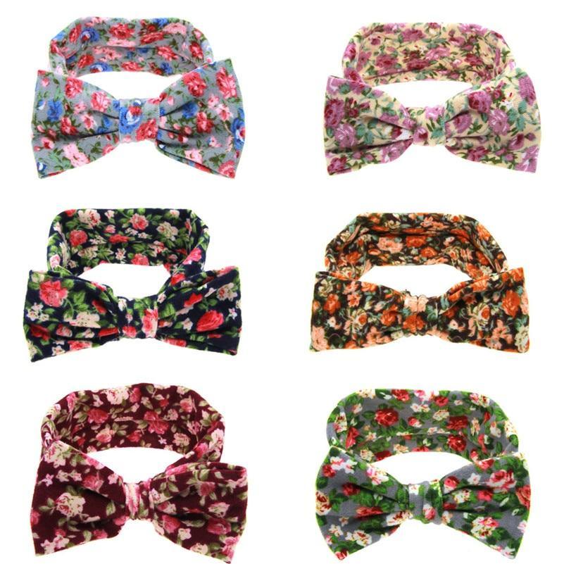 Bandeaux de luxe modernes Turban Bandeau Cheveux Accessoires Oreilles Imprimé Fleurs Couvre-chef Nœud Papillon Neuf Pour Enfants