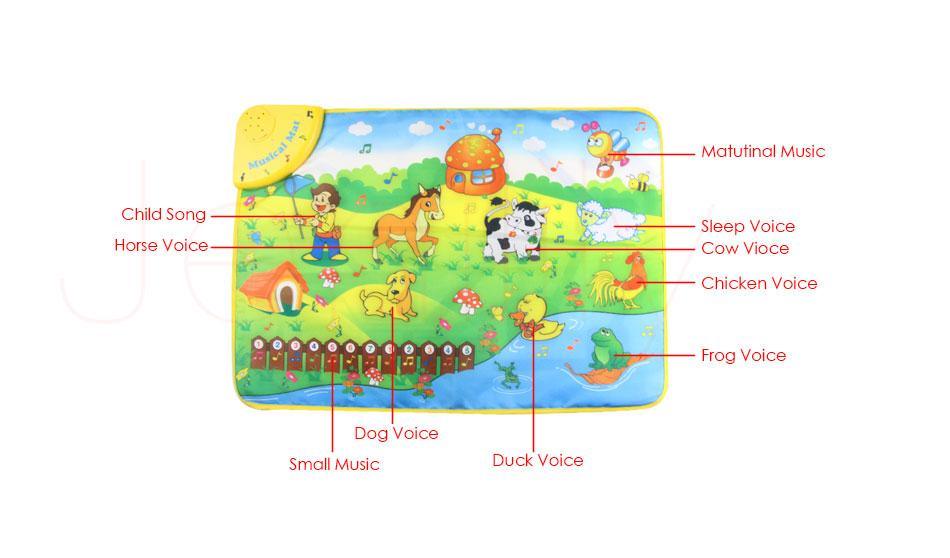Tapis de Jeu Musical de Ferme pour Bébé avec Sons d'Animaux et Piano, Tapis de Sol d'Éveil pour Bébé, Jouet pour Bébé
