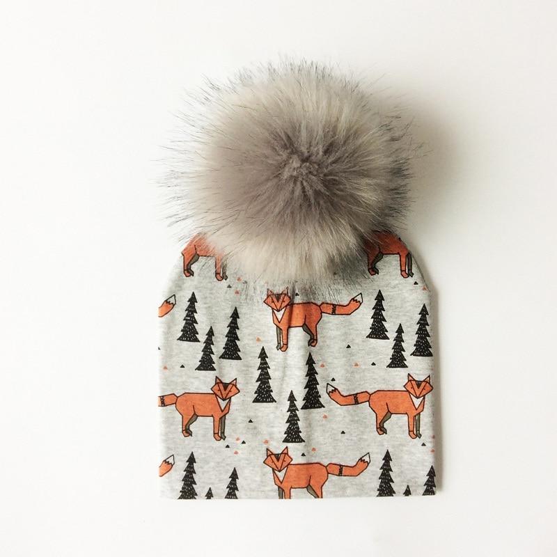 Casquette à Pompon en Coton Imprimé Dessin Animé Luxueuse et Moderne pour Tout-petits Garçons et Filles, Bonnets Bébé avec Pompon pour Enfants