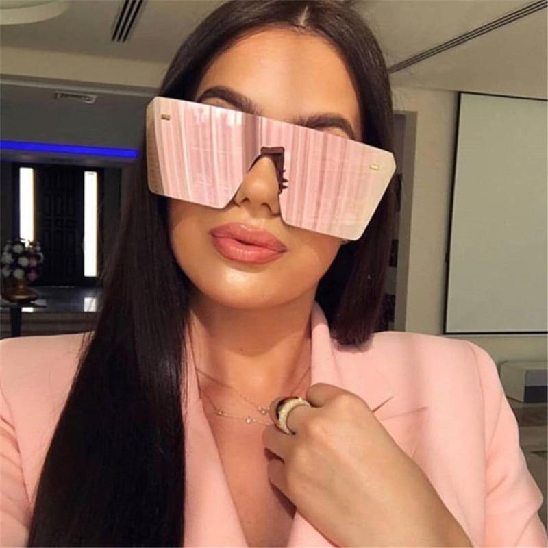 Lunettes de soleil carrées surdimensionnées modernes pour femme et femme, de marque de luxe, mode Gafas Shade avec verres miroirs et protection UV400