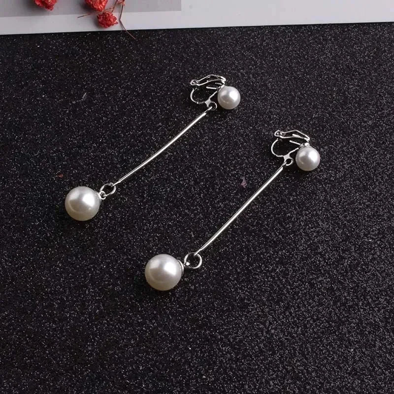 JIOFREE Fête de mariage à la mode Cadeau Élégantes boucles d'oreilles clips en fausses perles sans piercing sans trou d'oreille Bijoux clips